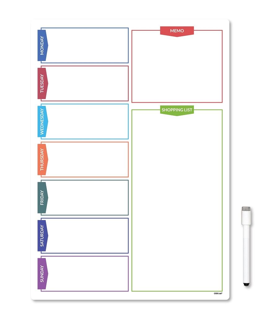 Magnetic Daily Planner Fridge Board With Shopping List 