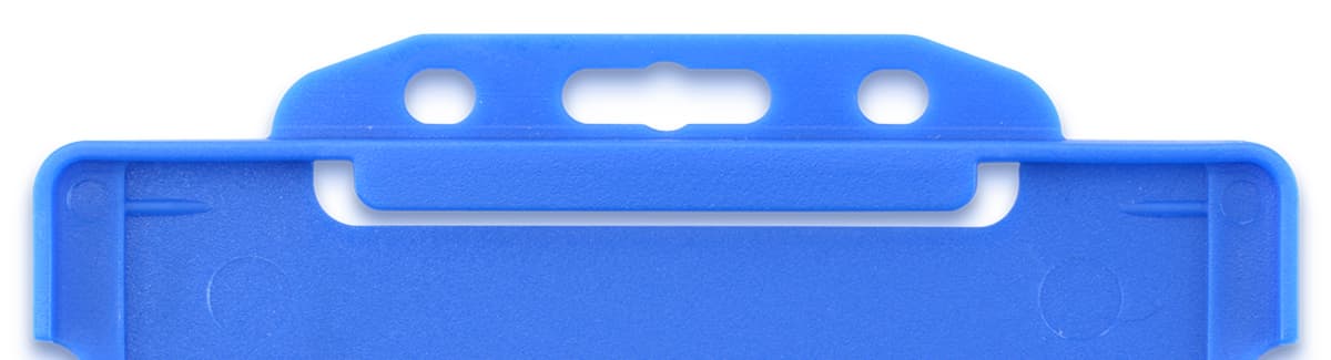 blue coloured rigid id plastic badge card holder single sided horizontal